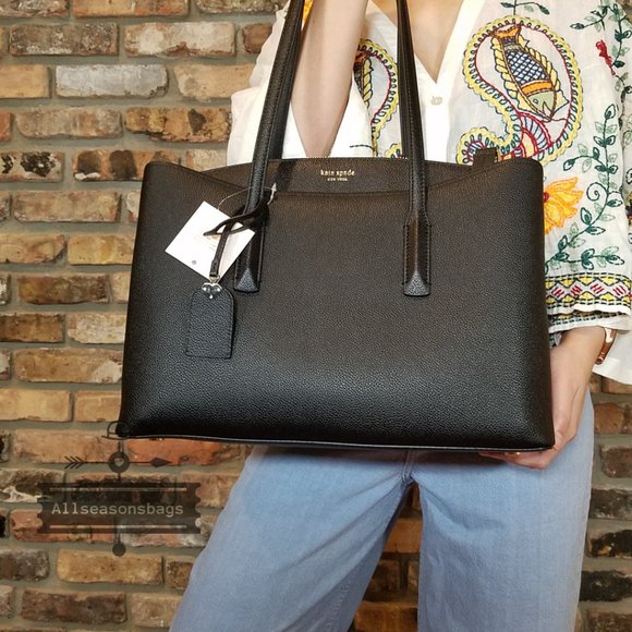 kate spade Bags Kate Spade Margaux Leather Work Tote Black Laptop